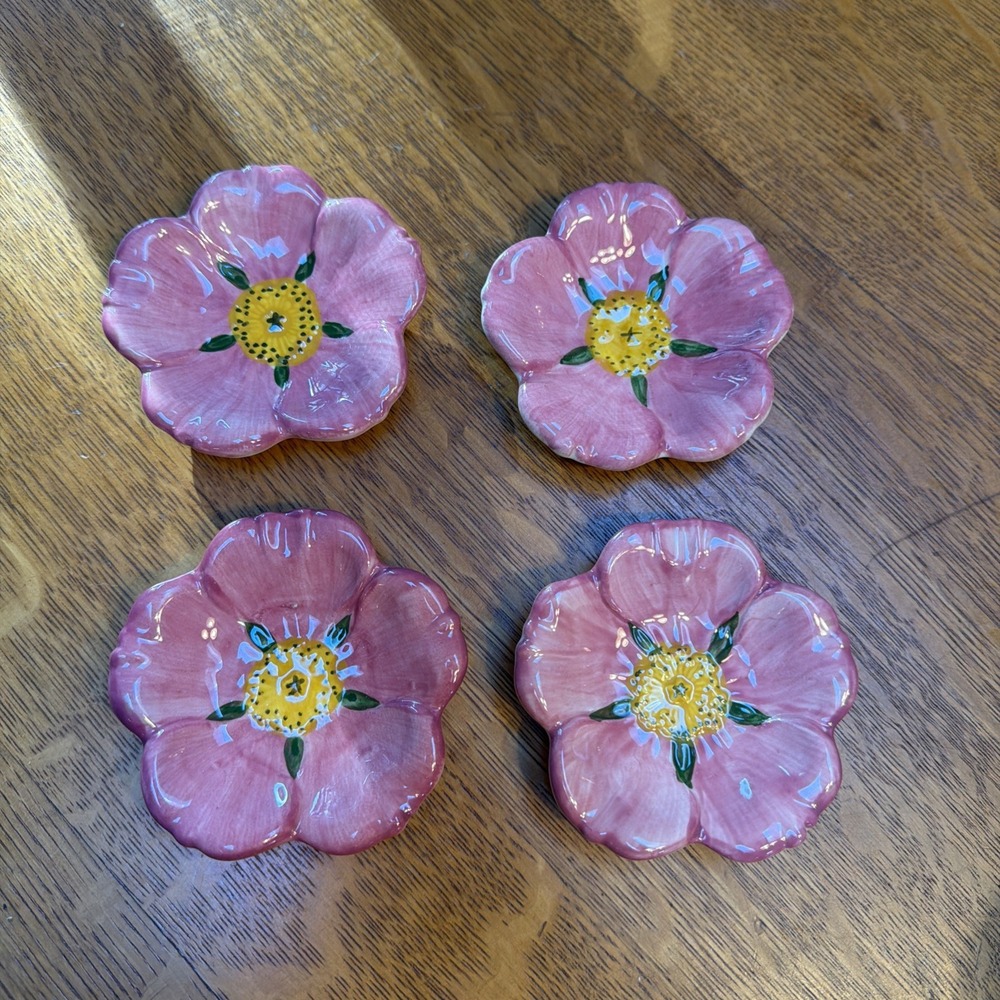 Vintage Franciscan Desert Rose Set Of 4 Butter Pats MINT